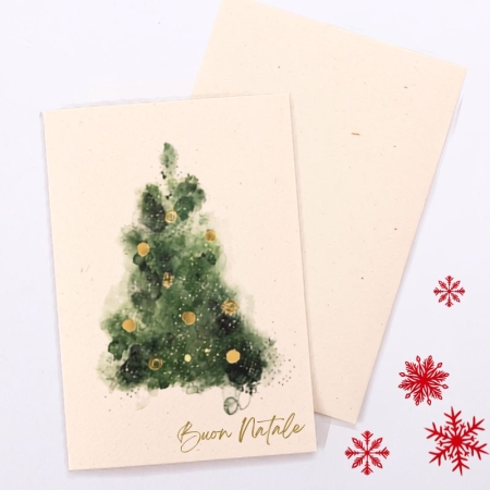 Biglietto Buon Natale in carta Green