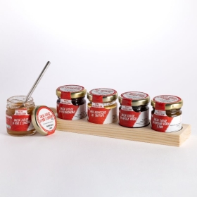 Salse per i formaggi assortite in vassoio legno, 5 pz