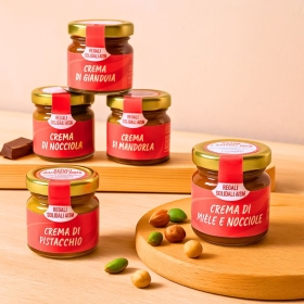 Creme al cioccolato assortite in vassoio legno, 5 pz