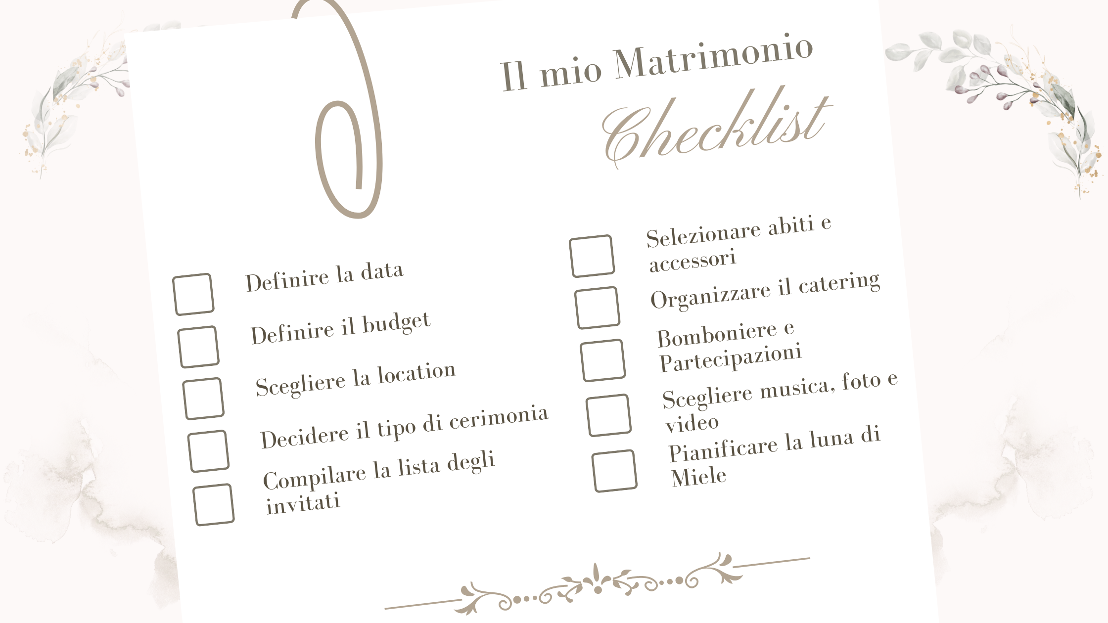 checklist per organizzare matrimonio